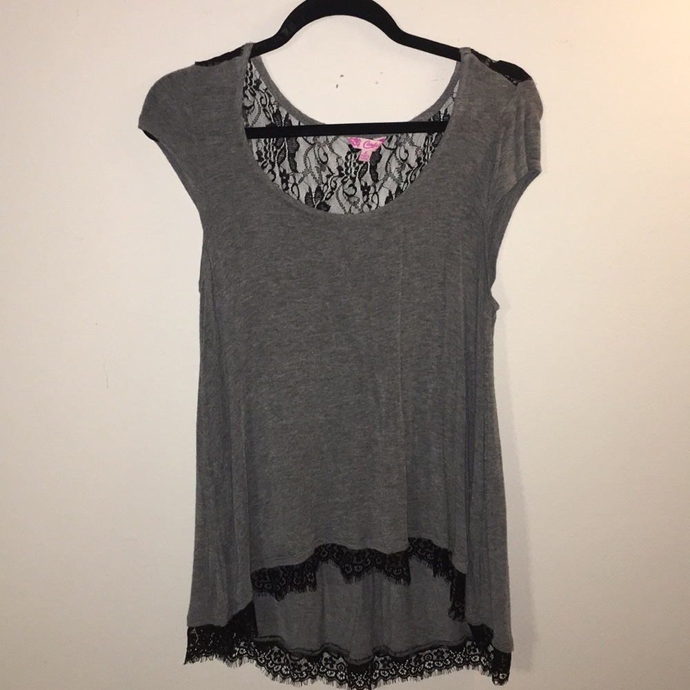 Long Top with Lace Accents